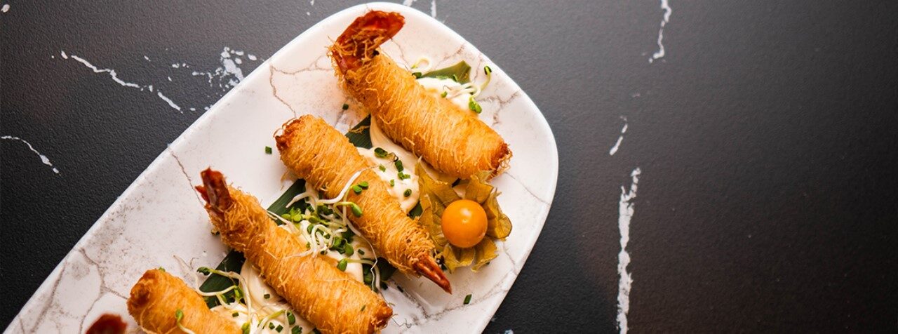 Langostinos Kataifi con ali-oli Langostinos Kataifi con ali-oli